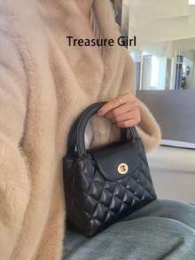 Quilted Chain Small Bag, Fashionable Versatile Luxury Decorative Bag, Youthful Korean Style One Shoulder Crossbody Bag - Black - View 1