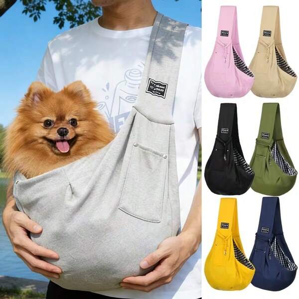 1pc Lightweight Dog & Cat Sling Bag, Breathable Non-Stuffy Travel Outdoor Foldable Carry Pouch For Teddy, Poodle, Cats, Portable With Safety Buckle, Suitable For Multiple Occasions