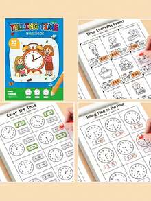 Children's Time Learning Workbook, Suitable For Home Education And Kindergarten Activities, Includes Reading And Math Exercises, Ideal For Classroom Teaching And Back To School Supplies. - Multicolor - View 5