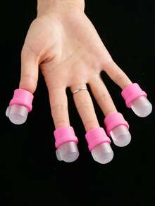 5Pcs Nail Soak Cap Clip, Wearable UV Gel Nail Polish Remover Wrap, Detachable Nail Art Tips Soaking Tool For Fingernail Dead Skin Removal, Manicure Salon & Home Use - Multicolor - View 2