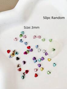50-200pcs Shiny Multi-Color Heart Nail Diamonds Flatback Rhinestones Small Heart Crystal Nail Studs Professional Gel Nail Decor Accessories - Multicolor - View 8