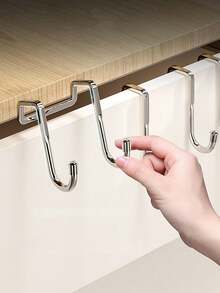 1pc S-Shaped Stainless Steel Wall Hook, No Drilling Required, Suitable For Bathroom, Kitchen, Cabinet, Hanging Towels, Clothes - Red - View 3