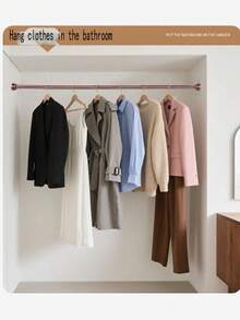 1pc Stainless Steel Telescopic Shower Curtain Rod, No Drilling Required, Curtain Rod, Closet Rod, Tension Rod, Clothes Drying Rod, Suitable For Bathroom, Living Room, Balcony, Partition, Door Curtain, Kitchen, Bathroom Accessories - Telescopic Pole - View 7