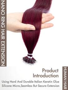 Nano Ring Hair Extensions, Real Human Hair, Pre-Bonded Cold Fusion Natural Nano Connector, Invisible Nano Ring Hair Pieces, 12-24 Inch Long Hair Extensions For Women, Daily, Party, Wedding Styling, Summer Style - S99J - View 3