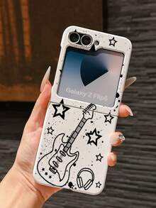 1个时尚简约亲肤PC材质可爱简约线条乐器吉他星元素折叠手机壳，可保护手机并防止跌落，适用于：三星Galaxy Zflip 3/Zflip 4/Zflip 5/Zflip 6/Zflip 7/ Find N3 Flip/ Razr 50 Ultra/ Razr 60 Ultra/ Razr 60/ Razr 50/小米MIX Flip/Galaxy Z Flip7 FE - 白色 - 查看 16