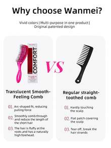 WANMEI 1 lược chải tóc chống tĩnh điện cho nữ, lược uốn tóc chống tĩnh điện chất lượng cao, lược massage da đầu, lược chải tóc mềm mại chống xơ rối cầm tay, dụng cụ tạo kiểu tóc làm quà tặng - Nhiều màu - Xem 3