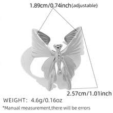 Uself 2pcs/1pc 304 Stainless Steel 18K Gold Plated Butterfly Wing Open Ring, Layered Insect Themed Jewelry, Low Allergy, Suitable For Summer, Beach, Western Style Jewelry For Women - Multicolor - View 6