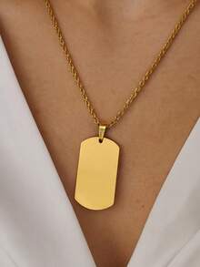 1 Stück Militär-Hundemarke Anhänger, lasergeätzter DIY personalisierter Charm, anpassbarer Text, Zitate, Gedenkzahlen, Namen, 18k vergoldete Premium-Edelstahlkette, inklusive Produkt-Geschenkbox, geeignet als Geschenk für Freund und Freundin, Familie und geliebte Menschen, Valentinstagsgeschenk, Feiertagsgeschenk - Bildstil-Gold - Übersicht 3