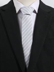 1条男士时尚休闲条纹领带，适合日常穿着、通勤、派对搭配 - 彩色 - 查看 9