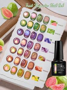 MEET ACROSS 7毫升水果篮猫眼磁性凝胶指甲油,可卸UV/LED光疗甲油,夏季猫眼指甲油,美甲用品,闪亮玻璃珠,绿紫色猫眼美甲沙龙DIY - 彩色 - 查看 20