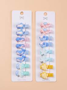 16件套发夹，可爱海洋风发夹，日常佩戴及派对发饰 - 彩色 - 查看 7