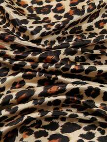 1pc Women's 90CM Fashion Scarf With Leopard Print, Satin Square Bandana Headscarf, Spring/Summer - 酒紅色 - 查看 5