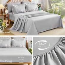 Queen Comforter Set Grey Botanical Floral Bedding Comforter Sets Queen Size for All Seasons 7 Pieces Bed in a Bag Lightweight Microfiber Comforter Set with Sheets Pillowcases and Shams - Gris - Ver 5