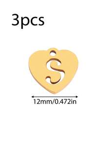 3个/套 心形吊坠 不锈钢英文字母吊坠 A-Z 字母饰品，适用于手工手链、耳环等珠宝制作 - 吊墜 - 查看 36