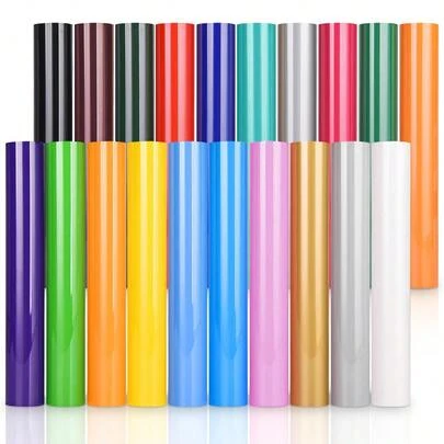 20pcs Vibrant Heat Transfer Vinyl Sheets, 12" X 10" Glossy Surface Heat Press Vinyl, Suitable For DIY T-Shirts, Masks, Jeans, Backpacks - Multi Colors, Easy To And Cut, Great For Fabrics