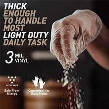 OKIAAS Clear Vinyl Disposable Gloves Latex-Free and Powder-Free Food Grade for Food Prep Cooking Cleaning Exam - como en la foto - Ver 3