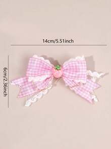 2pcs Strawberry Hair Bows For Women Girls Red Plaid Lace Bow Alligator Clips With Strawberry Accessory Cute Sweet Vacation Bow Hair Clips Adorable Strawberry Checkered Bow Barrettes Women Hair Accessories, Flat Claw Clip, Hair Slide, Hair Claws, Head Accessories, Hairpin - Pink Strawberry - 查看 4