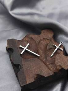 1件波西米亚风格十字架形宗教元素吊坠，适合日常佩戴 - 銀色 - 查看 5