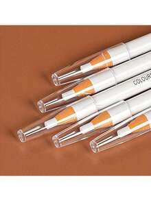 2pcs White Waterproof Eyebrow Positioning Marker Tool, Suitable For Eyebrow And Lip Skin, White Eyebrow Tattoo Skin Marking Pen Tool Accessory With Measurement Scale - White - View 4