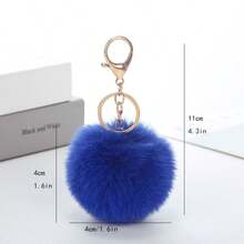 Rex Rabbit Fur Ball Pendant Plush Ball Keychain - Khaki - View 8