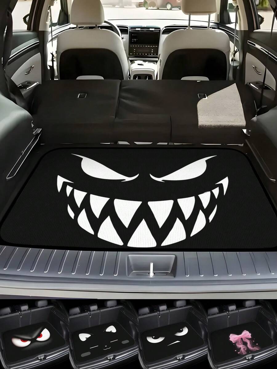 1 件加厚趣味表情印花汽车后备箱垫，防水防尘，易于清洁，适用于 SUV、轿车、卡车，有效保护后备箱。 - 100cm*75cm - 查看 1