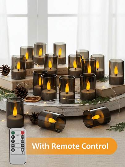 Bộ 6/12/24 nến LED nhấp nháy không lửa có điều khiển từ xa/hẹn giờ, nến ước nguyện LED chạy bằng pin, thích hợp để trang trí bàn ăn, Giáng sinh, Halloween, Ngày Valentine, Ngày của Mẹ, bàn ăn, trang trí phòng, đám cưới, tiệc tùng, làm quà tặng.