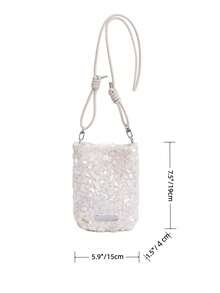 Women's Spring Mermaid Sequin Knot Phone Bag, Metal Label Travel Party Portable Sweet Lady Magnetic Closure Handbag - Multicolor - View 7