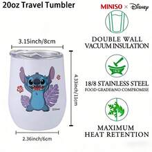 MINISO X Disney Lilo & Stitch Cute Tropical Insulated Stainless Steel Eggshell Tumbler With Lid,Double-Walled Vacuum Cup For Coffee,Wine,Drinks - Nhiều màu - Xem 5