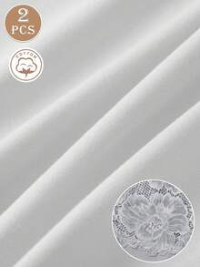 MEIYATING 2 chiếc quần lót nữ cạp cao định hình, họa tiết jacquard, vừa vặn thoải mái, viền ren, nâng mông. - Nhiều màu - Xem 5