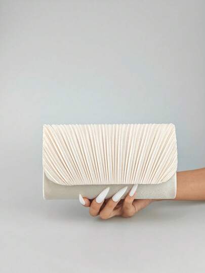 Nueva bolsa de mano plisada, color albaricoque minimalista y de moda, elegante bolso de mano para dama, versátil para uso diario, fiesta, boda, cita