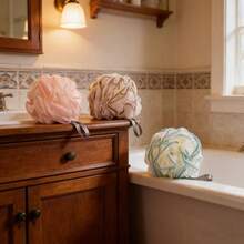 Scrubbing Towel, Bath Ball, Non Scattering Bath Flower,Women's Bath Ball, Scrubbing Magic Tool, Back Scrubbing Foam Net - 隨機顏色 - 查看 10