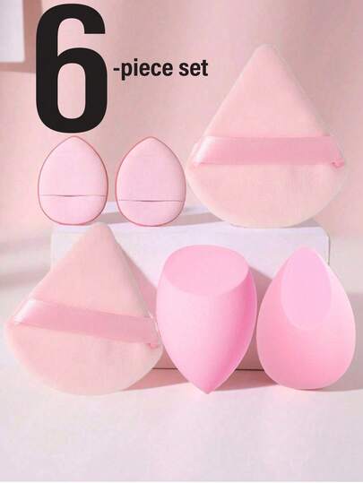 1-6个化妆海绵，粉底刷，化妆海绵，粉扑，化妆海绵，天鹅绒三角粉扑，美妆海绵，化妆海绵，化妆工具，适用于定妆，遮瑕粉扑，散粉粉扑，适合初学者，柔软亲肤，不含乳胶，适合所有肤质，腮红，粉底，膏状粉扑，干湿两用粉扑