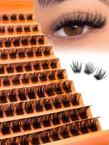 10 Rows/200pcs Individual Lash Clusters, 30/50/80/100D Curl, 8-16mm, DIY Lash Clusters, Cartoon Style, Thick & Fluffy, Natural Look, Reusable, Individual Lash Extension Kit, Suitable For Home Or Outdoor Use, Applicable For Daily Life, Wedding, Date, Party, Travel, Spring Season And More. Lash Clusters, Lash Clusters, Individual Lashes, False Eyelashes, False Eyelashes - D - View 14