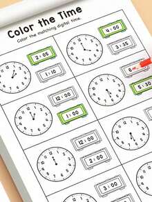 Children's Time Learning Workbook, Suitable For Home Education And Kindergarten Activities, Includes Reading And Math Exercises, Ideal For Classroom Teaching And Back To School Supplies. - Multicolor - View 4