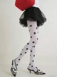 Polka Dot Sheer Tights – High Waist Stretchy Patterned Pantyhose For Women - Multicolor - View 2