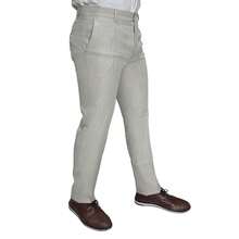 Men's Slim Fit Melange Tailored Trousers - 米色 - 查看 2
