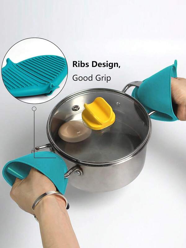 Luvas de silicone antiderrapantes (2 unidades) - Resistentes ao calor, ideais para cozinhar, assar e usar na fritadeira elétrica. Fáceis de limpar, basta lavar à mão.