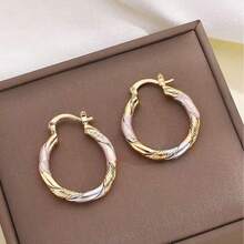 1 Pair Fashionable Colorful Round Earrings, Creative Versatile Earrings Gift For Women - Gold - View 2