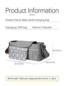 1pc Baby Stroller Hanging Bag, Large Capacity Storage Bag For Baby Stroller, Baby Carriage Accessories - Multicolor - View 5