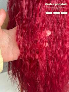 36 Inch Long Lightweight Fully Natural Curly Ponytail Braid, Black Color Synthetic Hair Extension Multilayer Soft Drawstring Ponytail Hairpiece For Women - Red - View 8