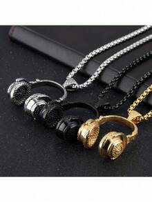 1件欧美流行嘻哈风格耐用长款耳机项链，男女通用百搭个性化吊坠毛衣链 - 耳機 - 查看 3