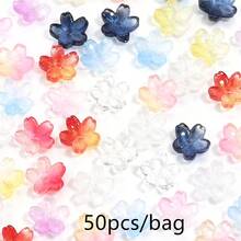 50 piezas Sakura 10mm Cuentas de vidrio 3D, pétalos de cerezo, cuentas sueltas redondas con agujero central para manualidades de joyería DIY, accesorios para el cabello, encantos de teléfono, pulseras, collares, suministros de artesanía de joyería - Cuentas de flor de cerezo - Ver 12