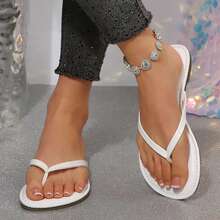 Womens Flip Flops Thong Sandals Shoes Flats For Ladies Slides Lightweight Slippers Summer Casual Beach Dressy Sandals - 白色 - 查看 9