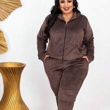 Women's Plush Set With Hood, Winter Sizes M To G3 Plus Size, Warm Thermal Velvet, Stylish And Elegant - 各種各樣的 - 查看 7