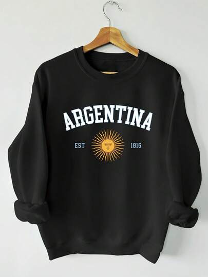 Hoodie For Women Argentina 1816 Women's Crewneck Sweatshirt - New Autumn/Winter Style2026- Spring, Y2k, Tops, Black Jumper, Maija