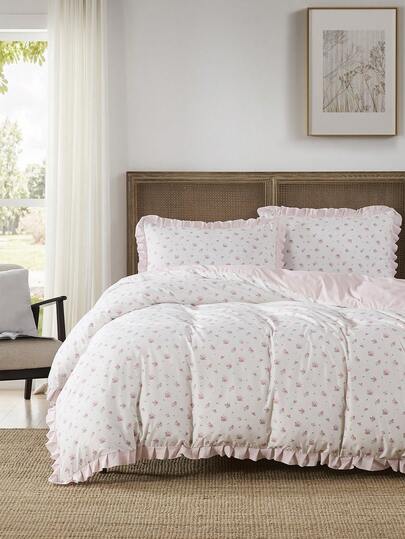 2/3pcs Romantic French Style Duvet Cover Set, Cute Rose Print Bedding Set, 1 Duvet Cover With 1/2 Pillowcase(S), Soft & Breathable, Fashionable & Adorable, Suitable For Bedroom & Dorm Decor, Fits Twin, Full, Queen, King Size Beds, Oeko-Tex Certified