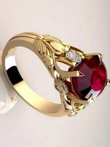 1枚优雅闪亮订婚戒指，完美适用于婚礼、周年纪念日、浪漫情人节礼物以及日常佩戴。 - 紅色 - 查看 2