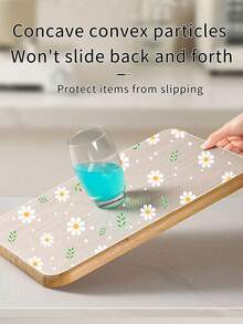 1 Roll Daisy Pattern Kitchen Cabinet Shelf Liner, Non-Adhesive Drawer Mat, Anti-Slip Refrigerator Pad, EVA Waterproof Fridge Liner, Easy Cleaning Placemats - Flowers - View 3
