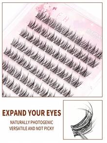 100pcs Glue-Free Slouchy 3D Faux Eyelashes, Beginner-Friendly Rabbit Hair Segmented Design, Natural Appearance, Elongates Eyeliner And Provides Ample Volume - C - View 6