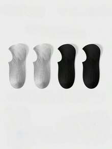 1双/5双装女士短袜，浅口低帮薄款透气吸汗纯色简约柔软舒适袜，适合春夏穿着 - 白色 - 查看 6